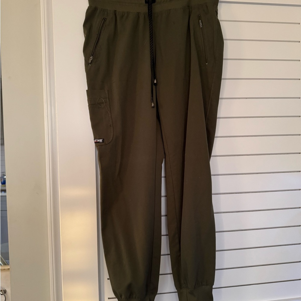 Greys Anatomy Spandex Stretch Olive SMALL Jogger Scrub Pants